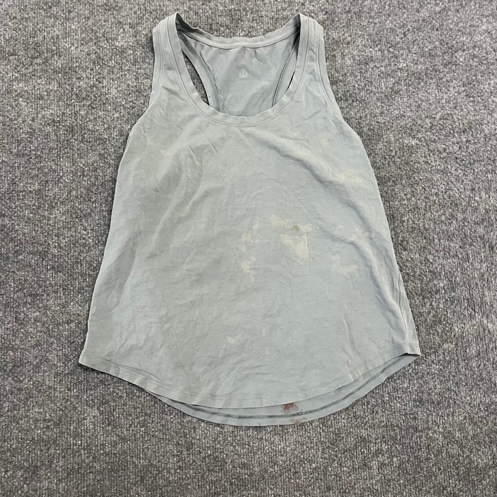 Lululemon Tank Top Womens Size 4 Sage Green Racerback Essential Fit Stains